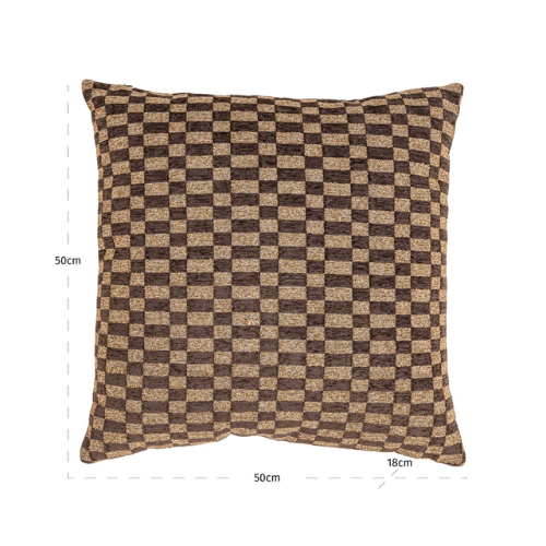 Coussin motif rectiligne marron