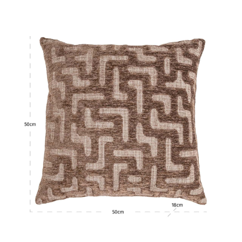Coussin motif labyrinthe marron