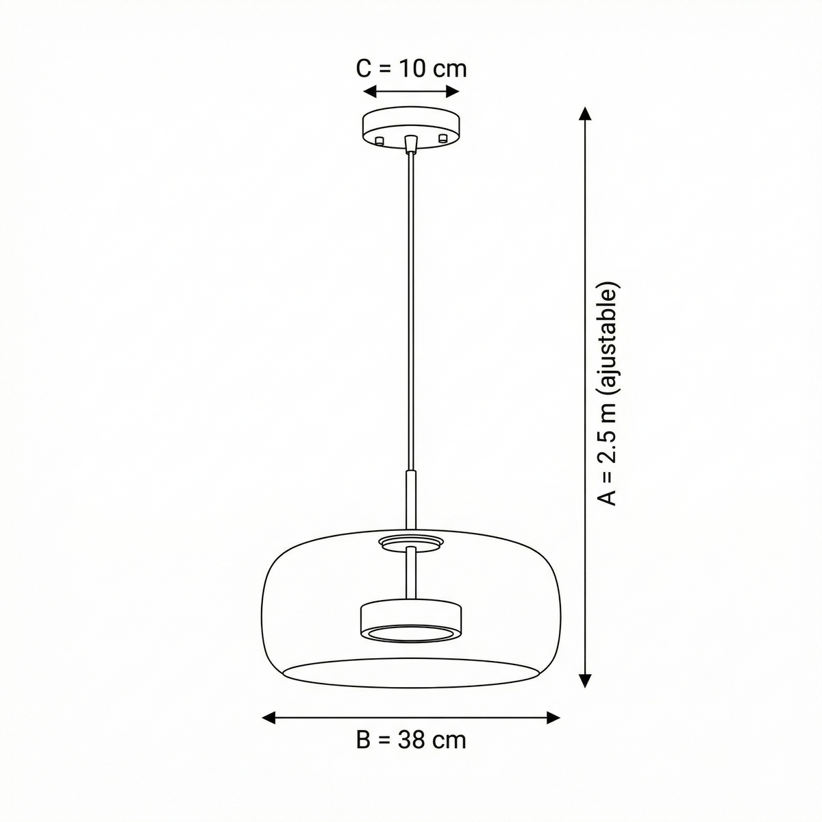 Grande suspension en verre strié