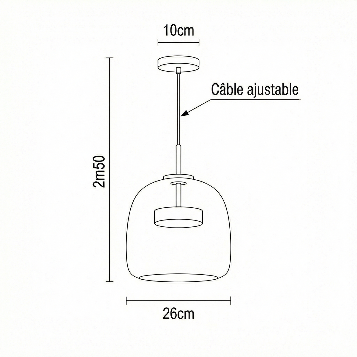 Suspension citrouille en verre strié