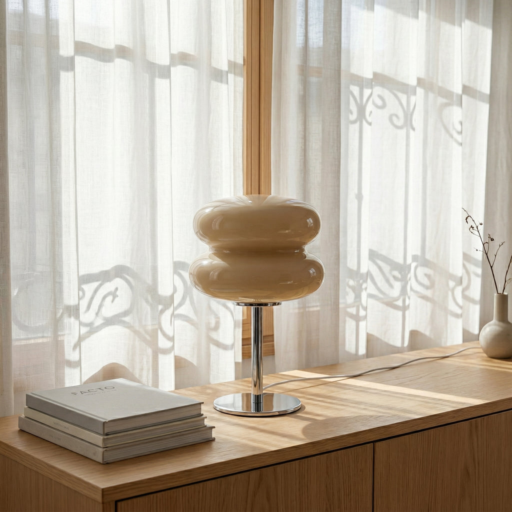 Lampe macaron en verre soufflé