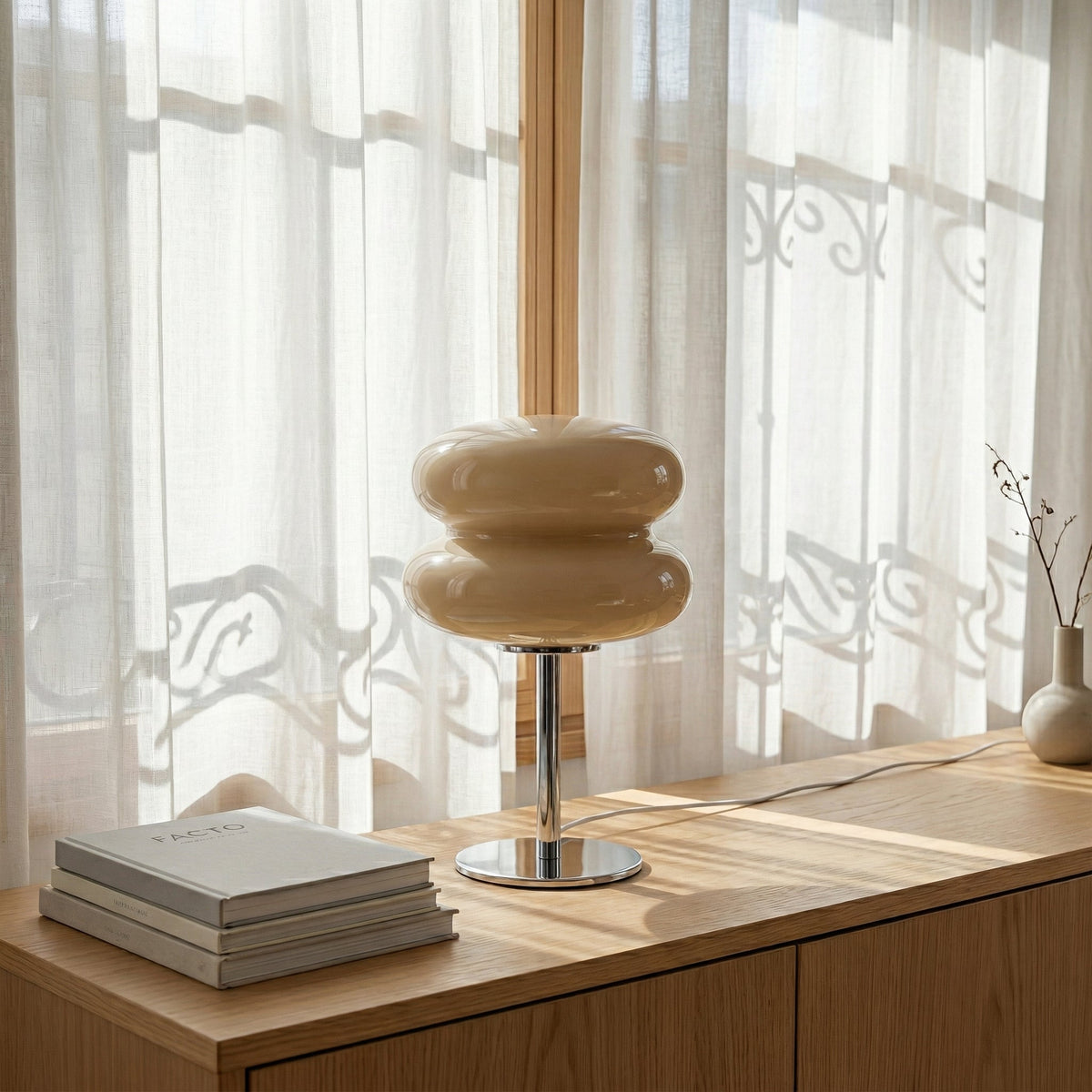 Lampe macaron en verre soufflé