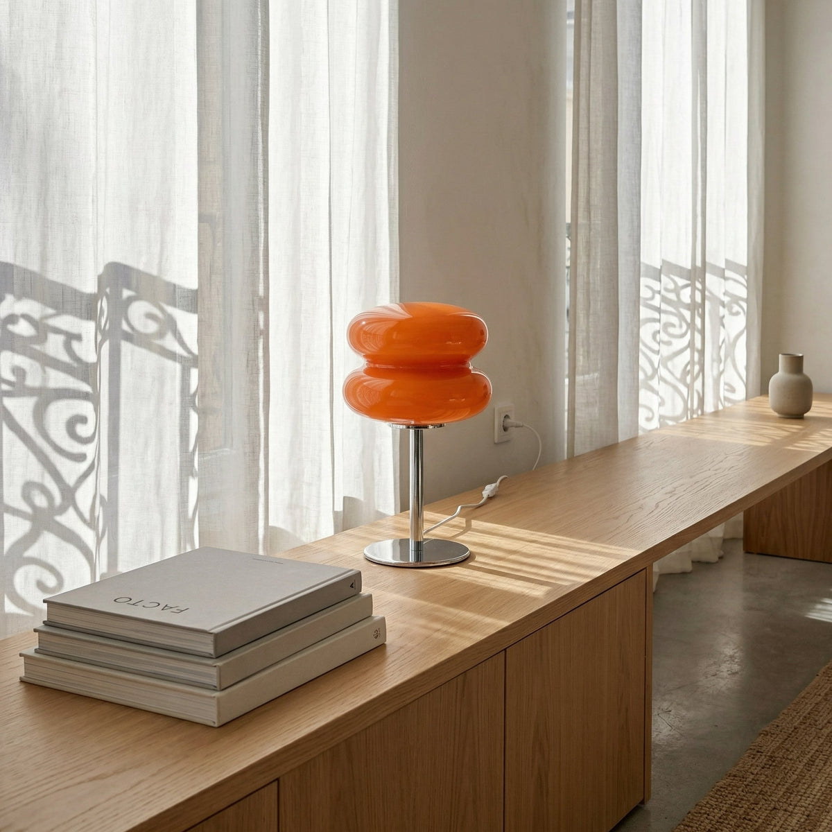 Lampe macaron en verre soufflé