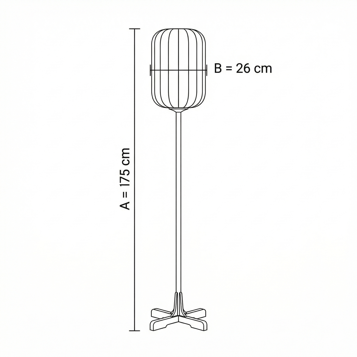 Lampadaire wabi-sabi en tissu et bois