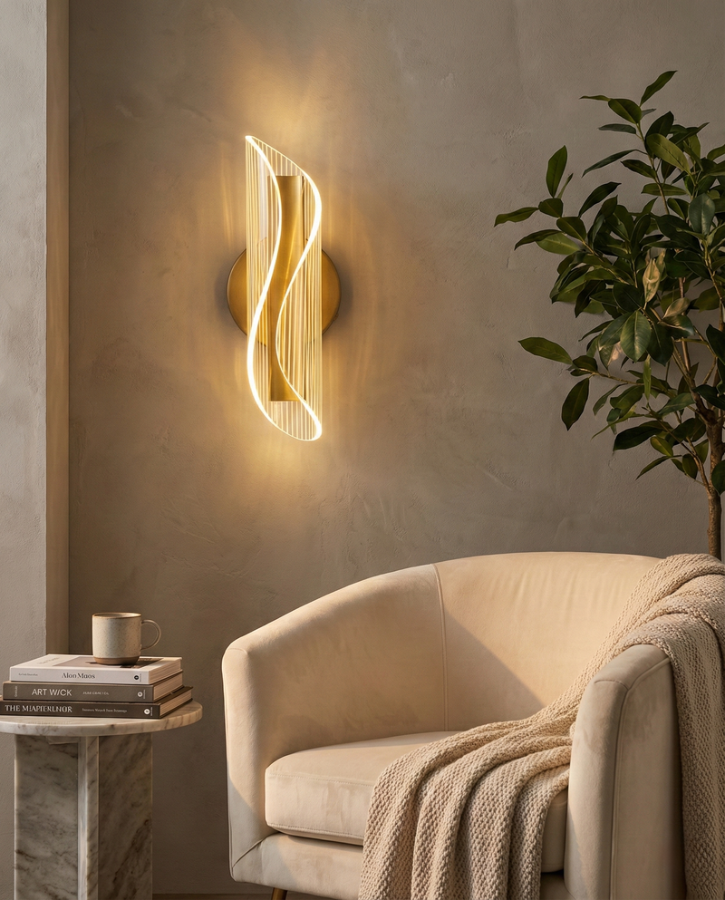Metal and Acrylic Ribbon Wall Sconce