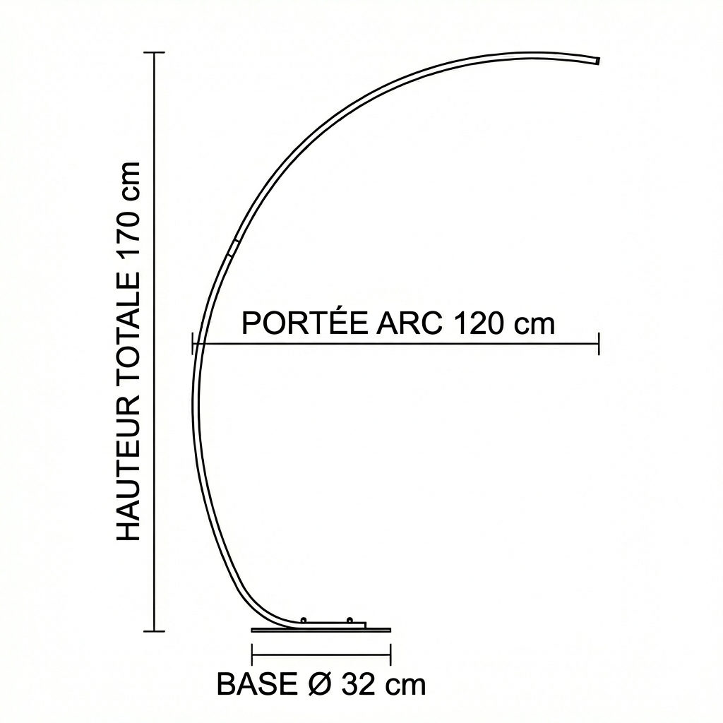 Lampadaire arc en aluminium