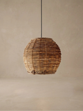 Suspension vintage rustique en rotin