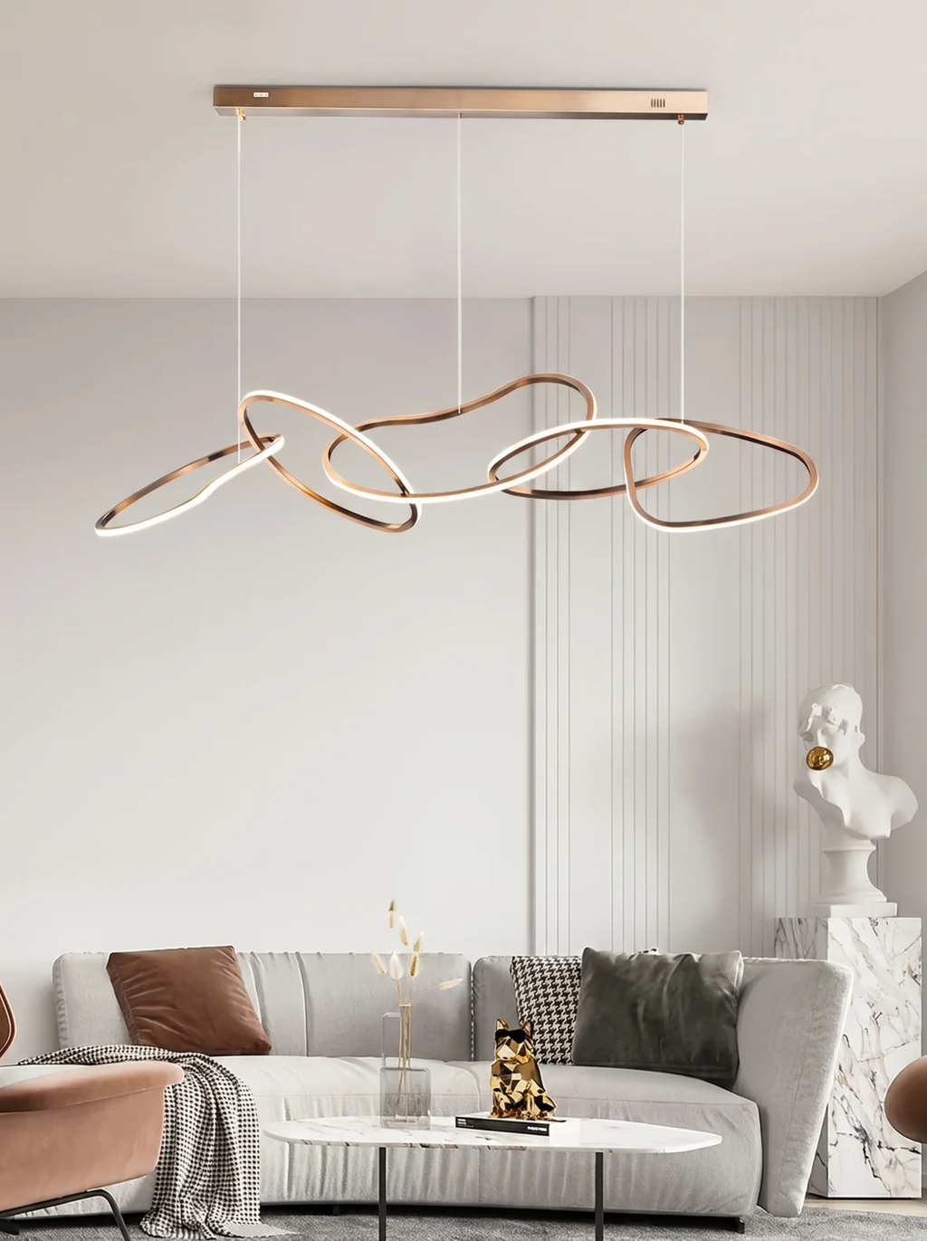 Lustre spiral en anneaux LED