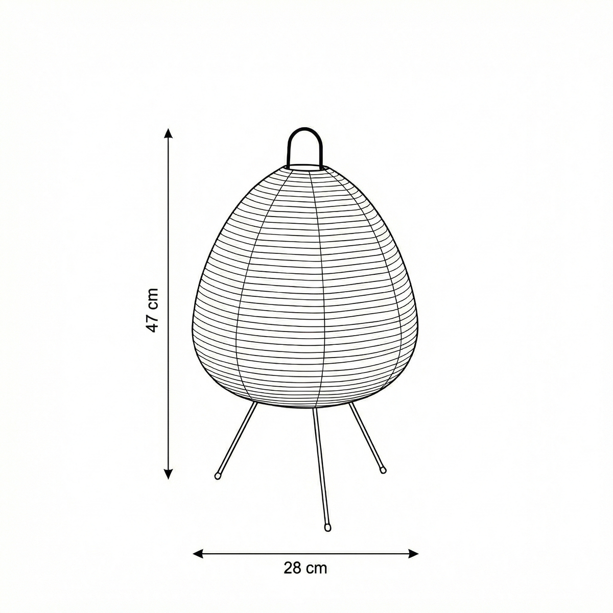 Lampe trépied en papier de riz