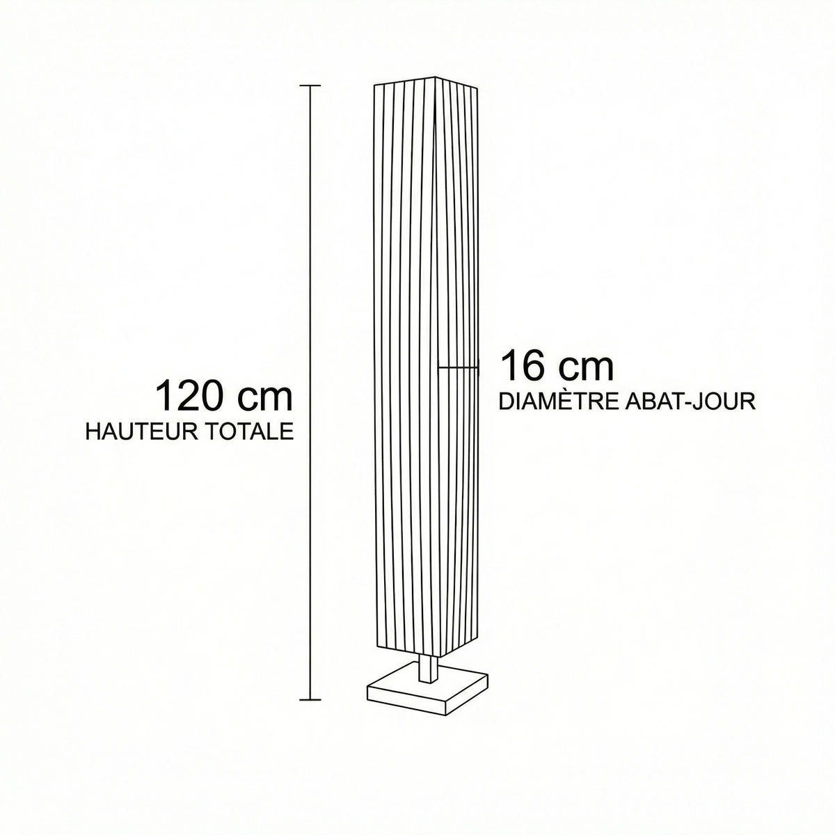 Lampadaire japonais en lin et bambou