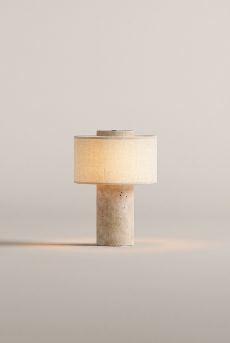Travertine-Effect Table Lamp