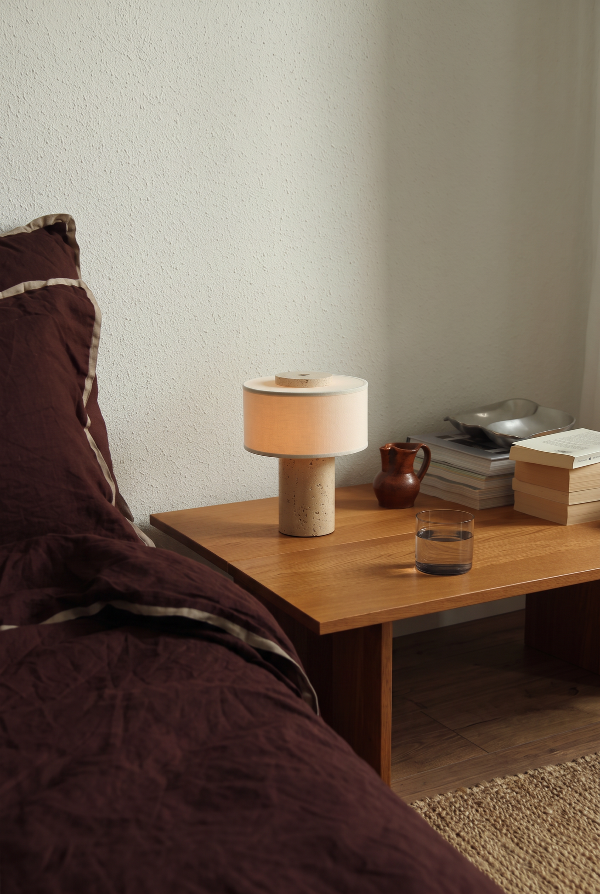 Lampe de table effet travertin