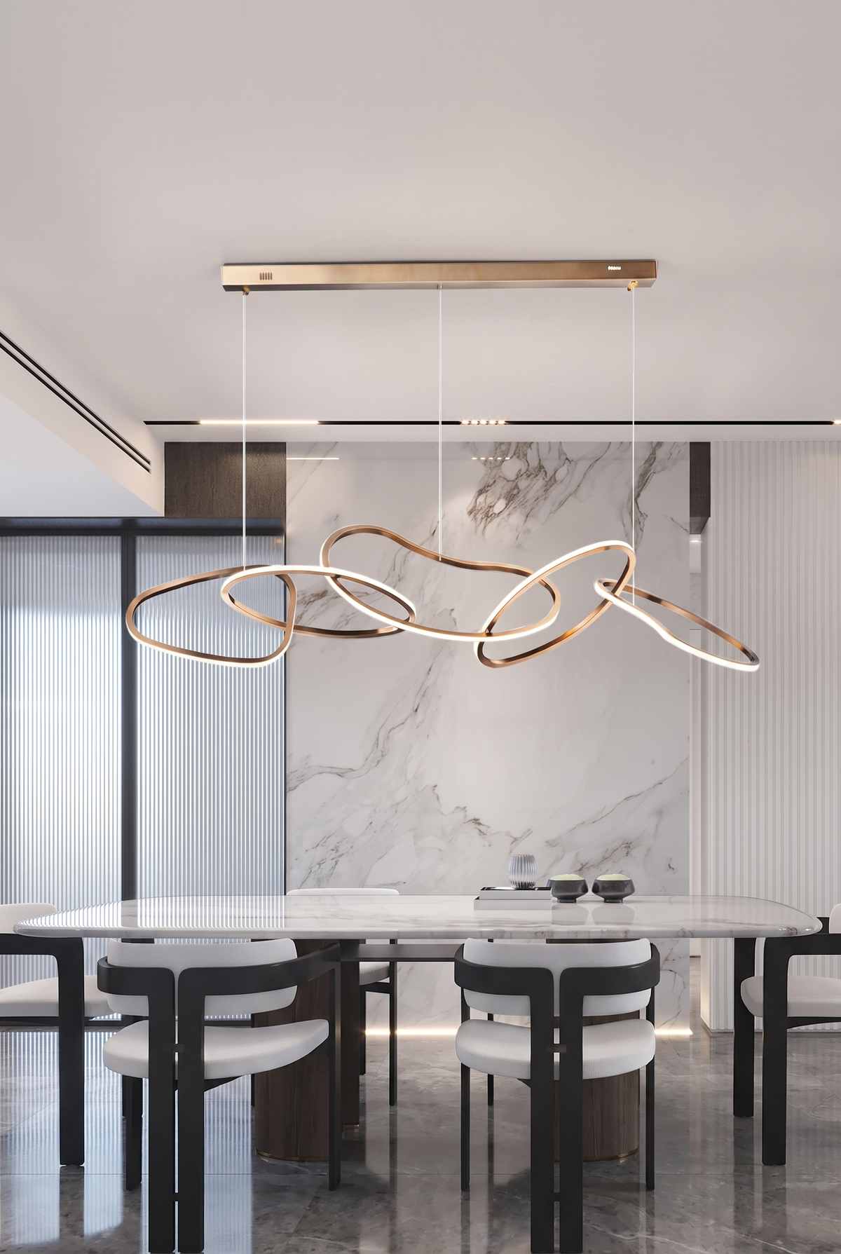 Lustre spiral en anneaux LED
