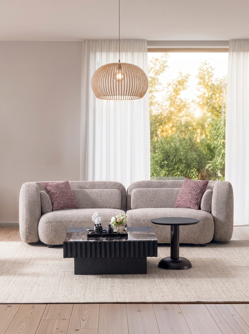 3-Seater Sofa in Taupe Grey Fabric