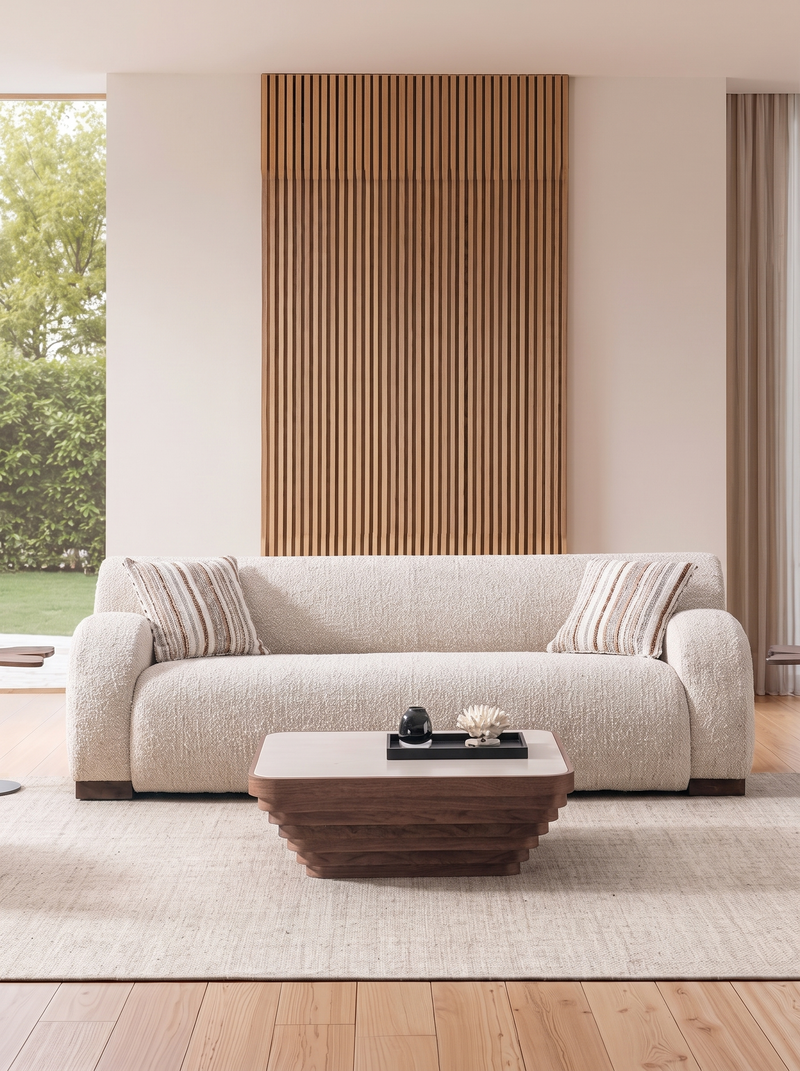 3-Seater Sofa in Cream Fabric