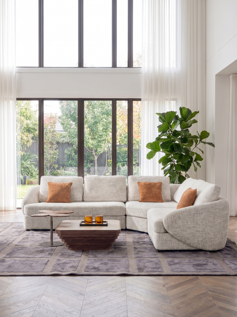 4-Seater Corner Sofa in Cream Fabric