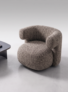 Fauteuil pivotant en tissu cobblestone et bois