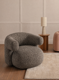 Fauteuil pivotant en tissu cobblestone et bois