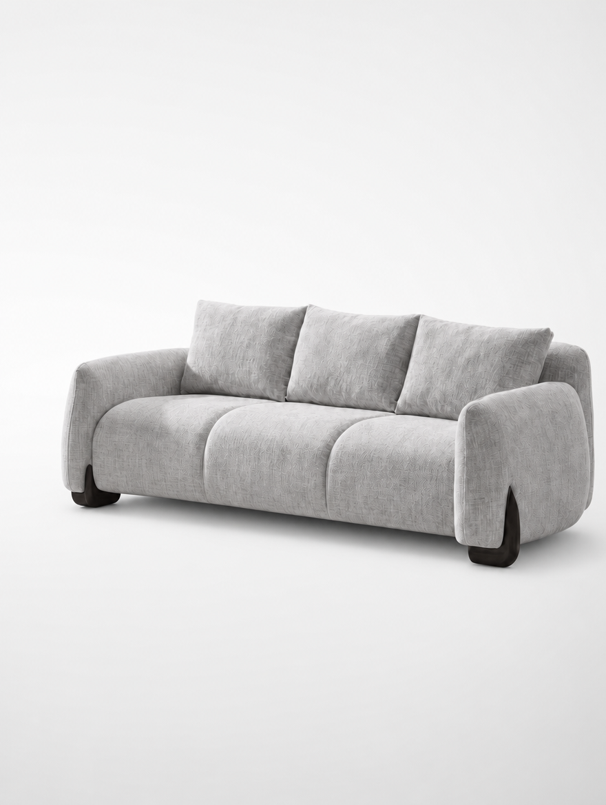 Canapé 3 places en tissu gris