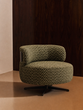 Fauteuil pivotant en tissu moss chevron et métal