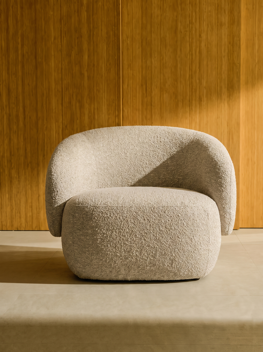 Fauteuil en tissu sand tweed et bois
