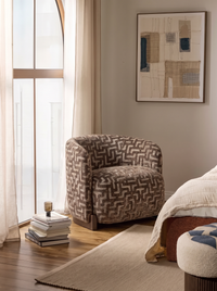Fauteuil en tissu brown labyrinth et bois