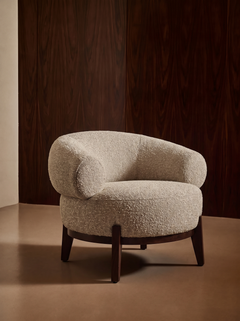 Fauteuil en tissu natural chunky et bois