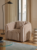 Fauteuil en tissu stripes sand et bois