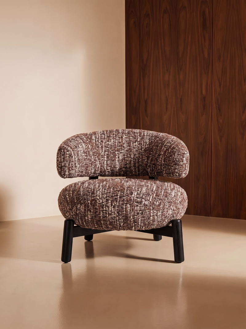 Armchair in Hazel Fabric and Wood