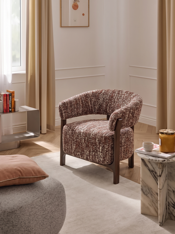 Fauteuil en tissu hazel et bois
