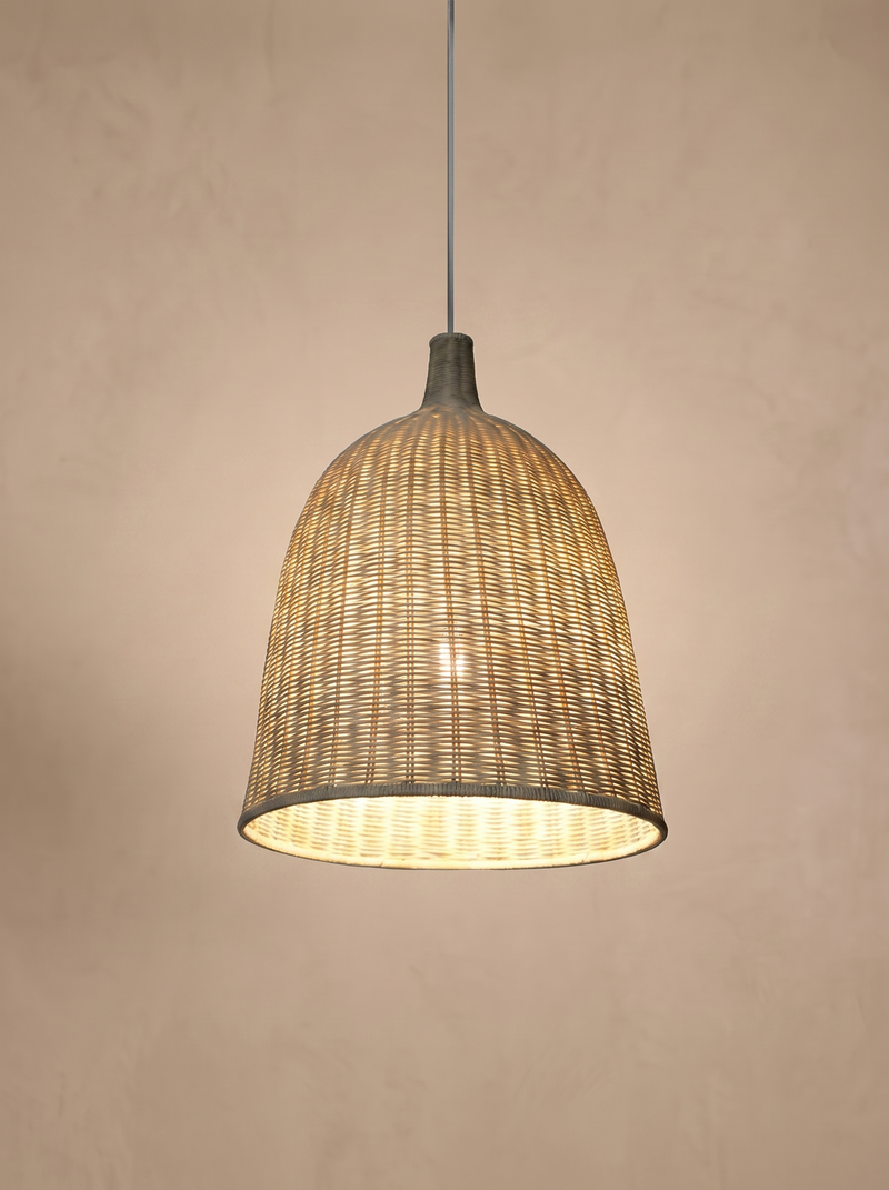 Rattan and Bamboo Dome Pendant Light