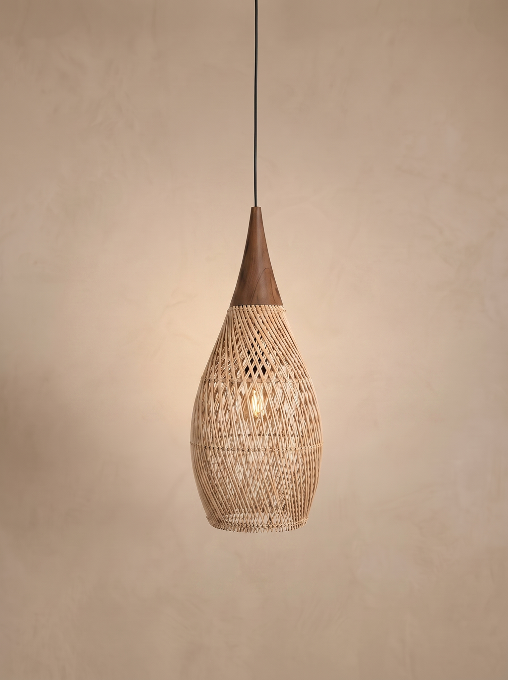 Suspension rotin et bois