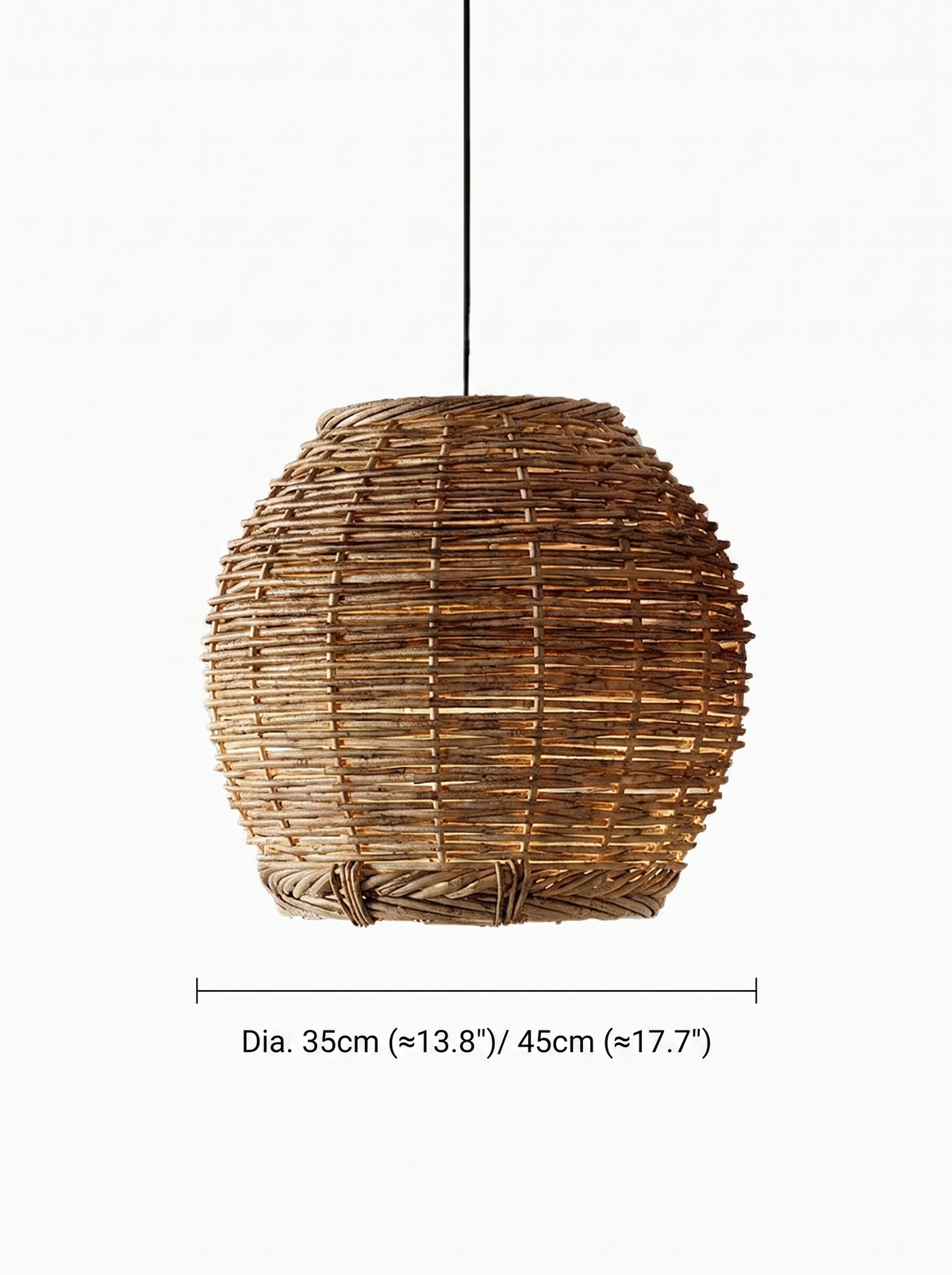 Suspension vintage rustique en rotin