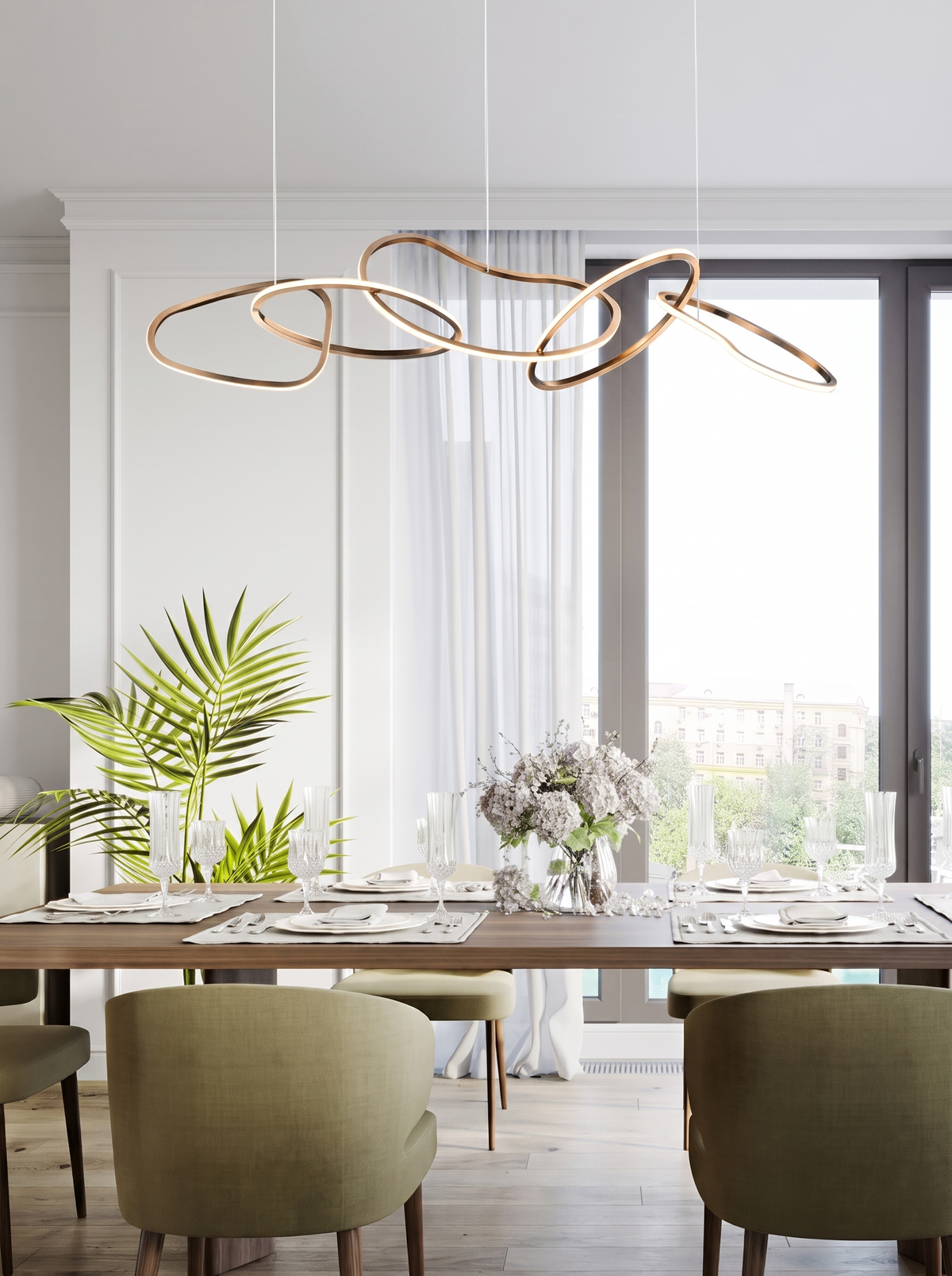 Lustre spiral en anneaux LED