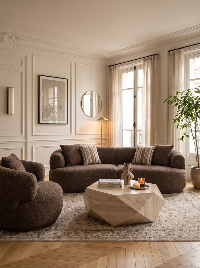 3-Seater Sofa in Espresso Fabric