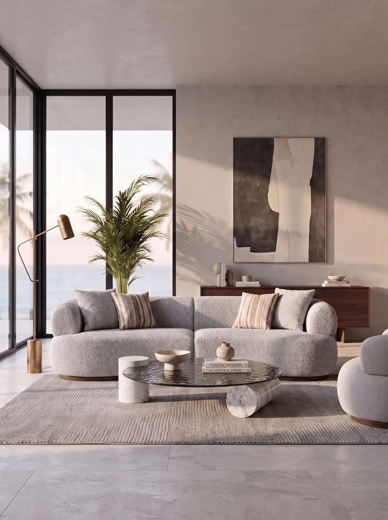 3-Seater Sofa in Ivory Fabric