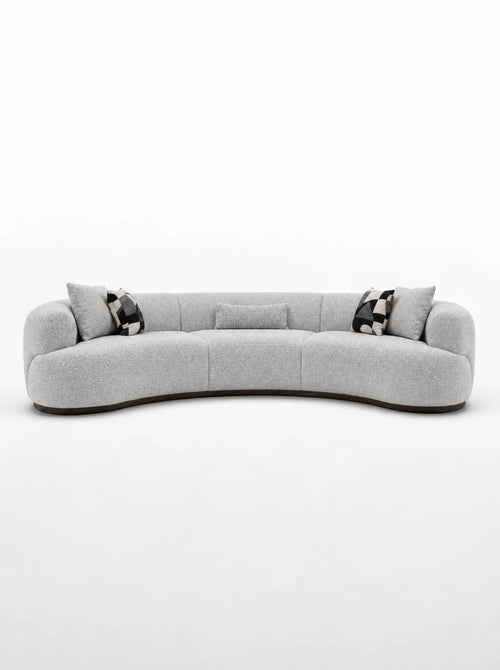 5-Seater Corner Sofa in Light Grey Fabric