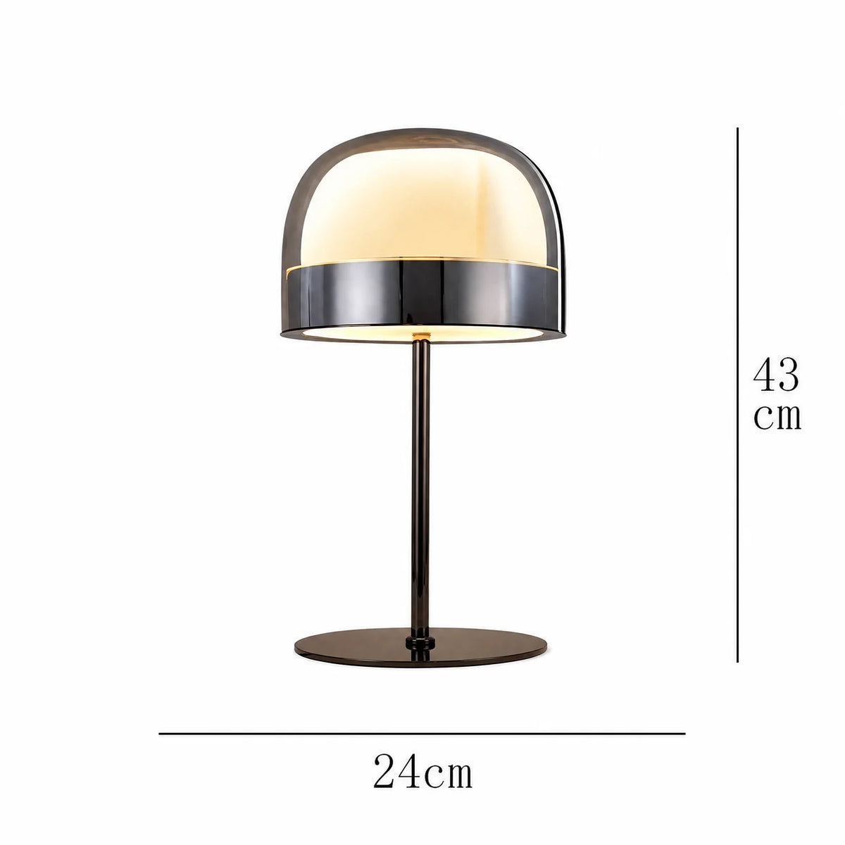 Lampe de table en verre fumé et métal