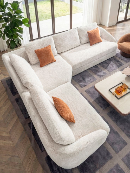 4-Seater Corner Sofa in Cream Fabric